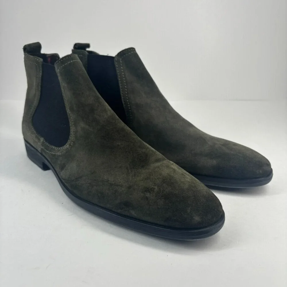 Base London Men's US 7 Saffron Suede Chelsea Pull-On Low Heel Casual Ankle Boots